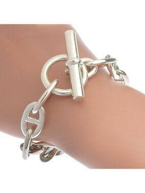 Hermes Chaine D'ancre GM 925 Sterling Silver Bracelet